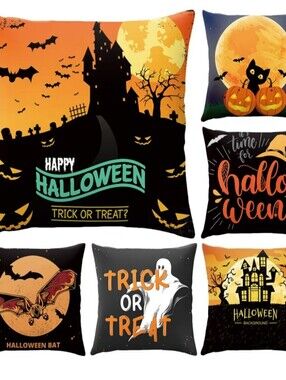 NWT Halloween Theme Pillow Covers, 6 Pack